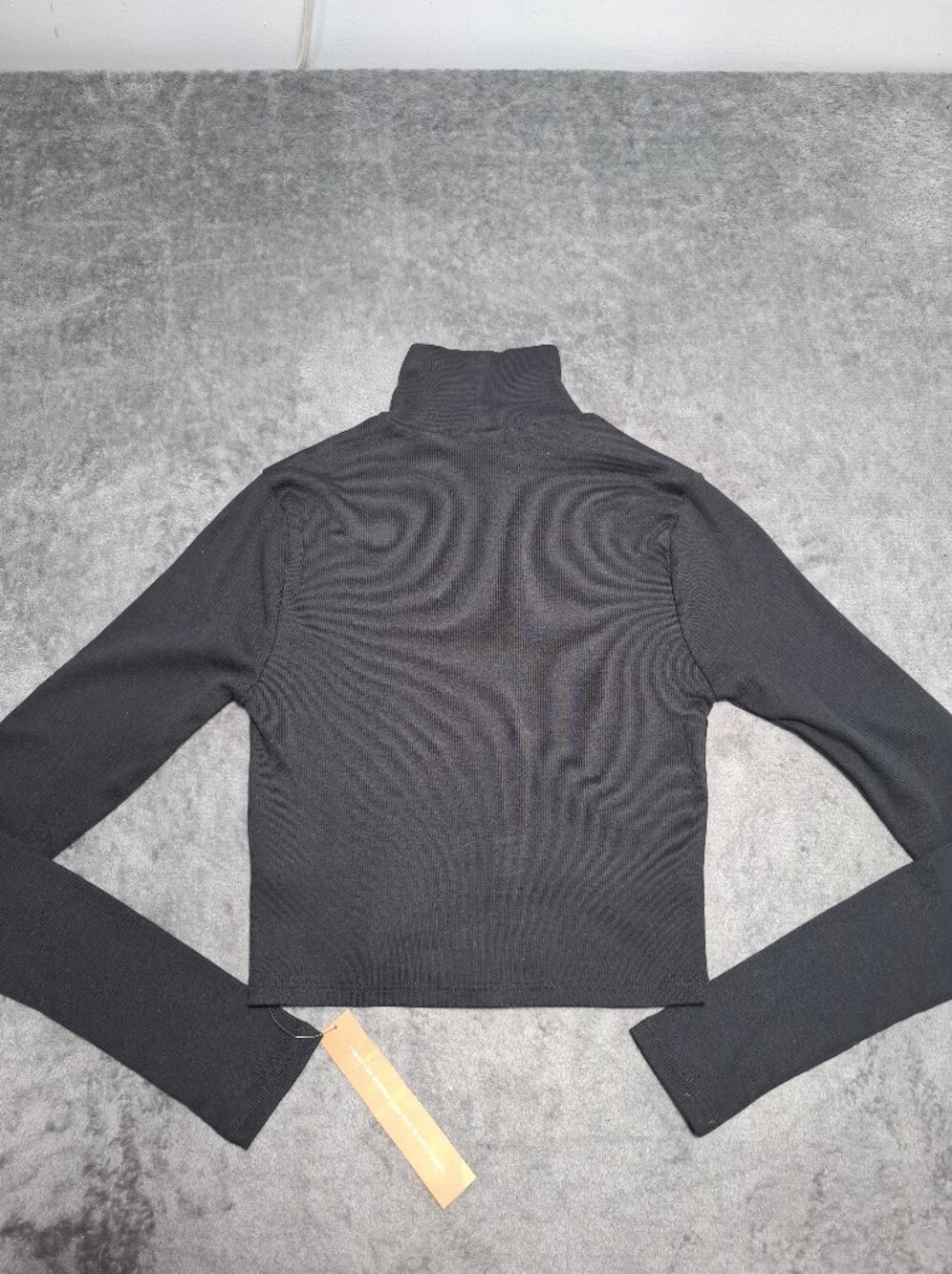 Reformation Davy Cropped Ribbed Turtleneck Black Long Sleeve Top Slim Sz S - Picture 7 of 12